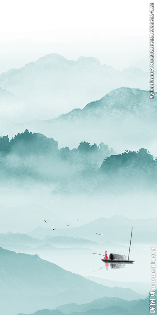 新中式唯美山水玄关 文件分层 