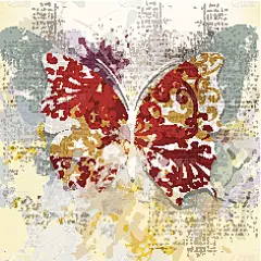 创意垃圾背景与蝴蝶从漩涡和我