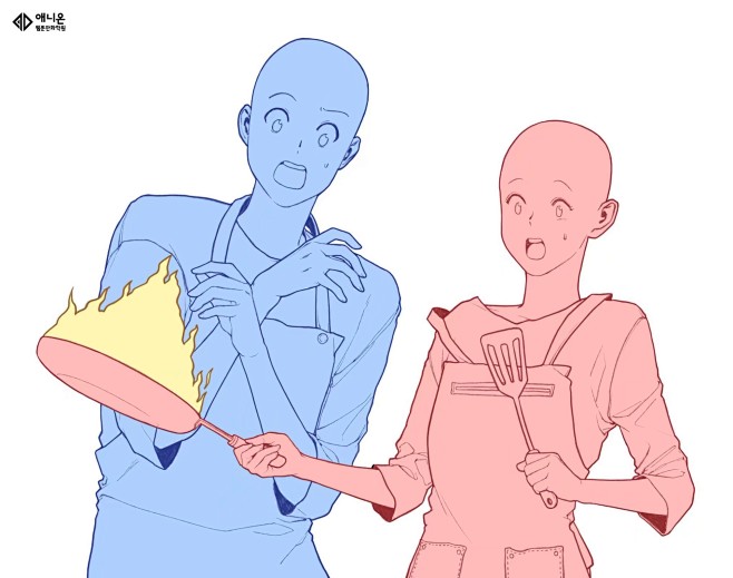 【双人动作参考】一些人物动作绘画素材，马...