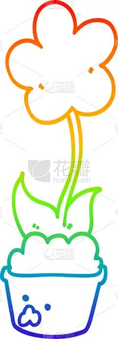 可爱的,山,彩虹,铅笔画,卡通,自然,房屋,锅,图像,花