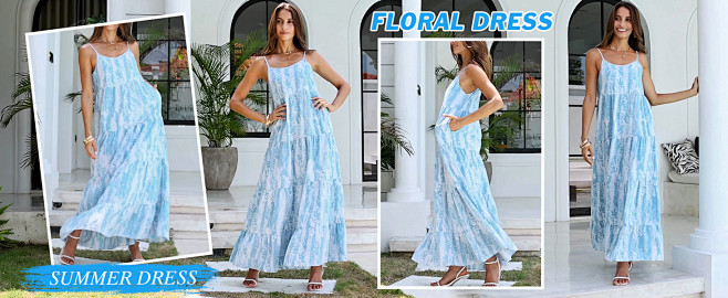 JDEFEG Women's Summer Casual Midi Dress Spring Puff Sleeve Square Neck A Line Flowy Boho Floral Smocked Dresses Black Size L