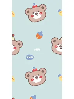 142期 可爱小熊卡通图案 原创手机壁纸插画