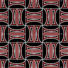 几何无缝模式。黑红白背景