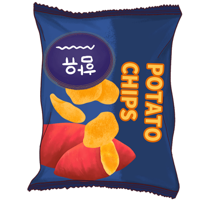 花瓣素材_手绘-韩式零食童趣贴纸-薯片_...