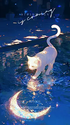 你是满地的繁星。#治愈系 #插画 #猫咪 #壁纸@喵姐是只猫，采集@屿堍