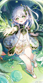 #原神3.2版本更新# 画了小草神~希望你以后都会是开心的模样！
倦里揪个旅行者198开心一下~！ ​​​​