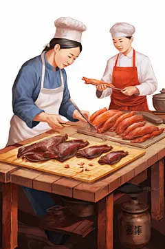 AI数字艺术美味北京烤鸭美食制作插画