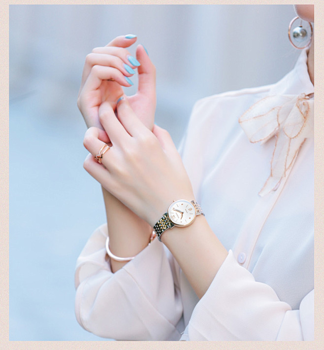罗西尼手表女简约小巧清新休闲女表精钢防水...