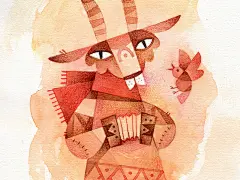 民间音乐人物彩色铅笔画 Gartman 插画铅笔画水彩画