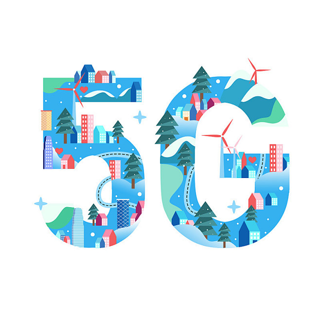 5G信息科技卡通插画图片