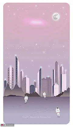 宇航员 城市建筑 现代插画 创意插图插画设计AI ti013a21802图片下载-优图网