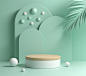Premium Photo | Mockup mint pastel modern minimal wooden podium