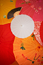 Above view wagasa umbrellas arrangement