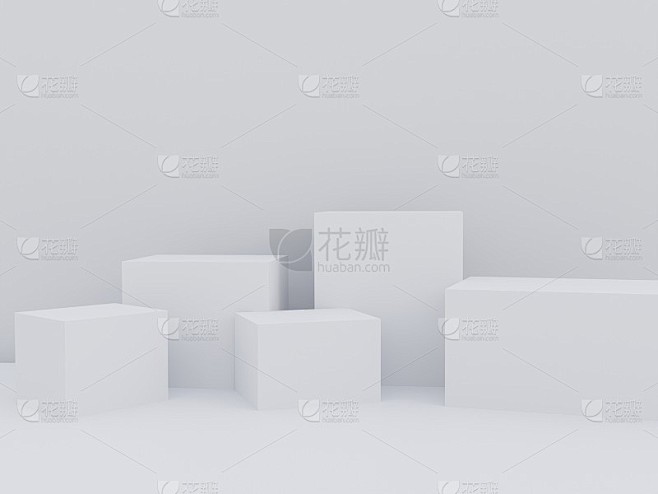场景与讲台模拟展示在白色和极简主义风格与...