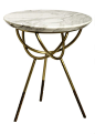 Atlas Side Table by Avram Rusu Studio: brushed Brass with Calcutta Gold marble top.: 
