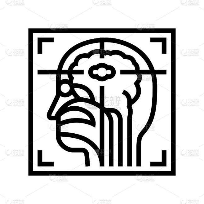 核医学放射学线图标矢量插图