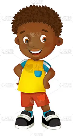 卡通场景与孩子男孩在白色的背景-插图