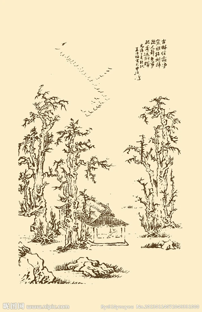 芥子园画谱 山水大图 点击还原-花瓣网