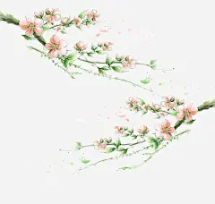 手绘风格樱花树枝免抠png素材_新图网ixintu.com