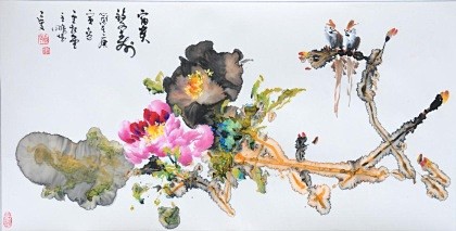 李长文富贵双寿国画