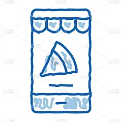 切片披萨手机涂鸦图标手绘插图