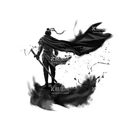水墨剑客  - 源文件下载【酷图网】水墨风,武侠,剑客,背影,人物,元素