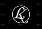 初始字母L K标志设计向量模板。LK字母标志设计