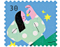 Girl and Flowers | 花と少女 : Stamp Illustrations