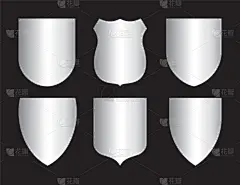 图标,盾,分离着色,白色,安全的,证章,矢量,复古,剪影