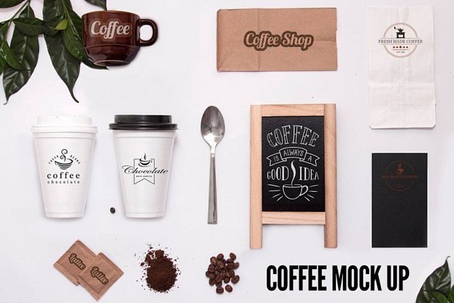 咖啡厅品牌形象LOGO标志应用展示效果图...