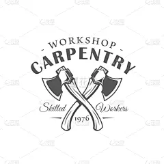 斧,木工,标签,分离着色,文字,概念,木材,工业,建筑业,复古