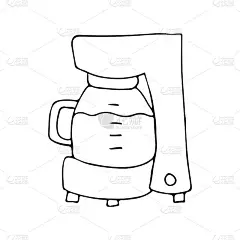 矢量涂鸦咖啡机。手绘咖啡机在矢量。