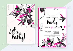 Floral party invitation card template design, Amso