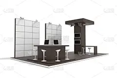展台上白色，原始的 3d 渲染和模型