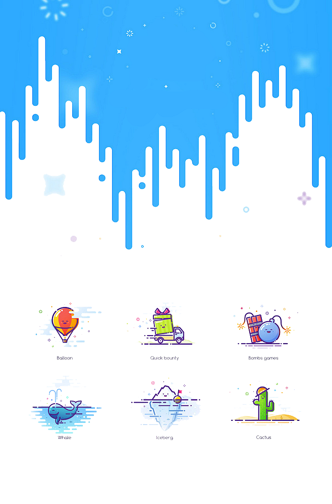 蓝色颜料卡通背景元素