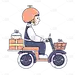 手绘-儿童职业体验人物插画-外卖员