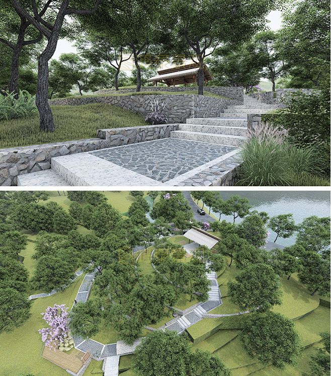 美丽乡村山地公园su模型田园综合旅游观光...