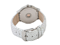 Philip Stein Small Round Stainless Steel Diamond Watch on Silver Metallic Calf Strap Silver