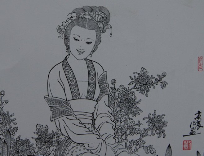 唐代画家吴道子线描人物63 - 老泥鳅素...