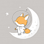 可爱的小动物狐狸在月亮上儿童插画矢量图