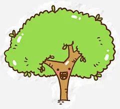 绿色卡通小人物效果植物树免抠素材 平面电商 创意素材 png素材