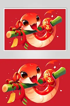 AI数字艺术国潮蛇年新年插画