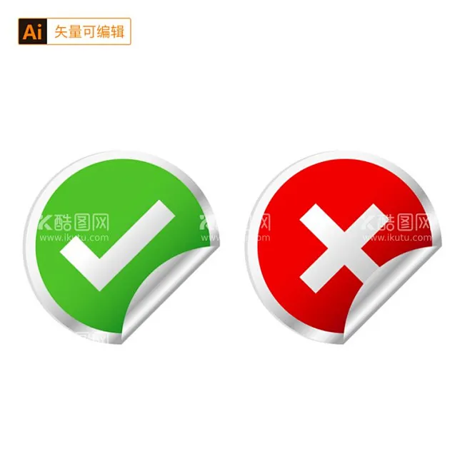 对与错贴纸 - 源文件下载【酷图网】正确,错误,对勾,对错贴纸,对错标签,叉号,正确符号,错误符号,对错符号,标记,正确标记,错误标记,对号 ...