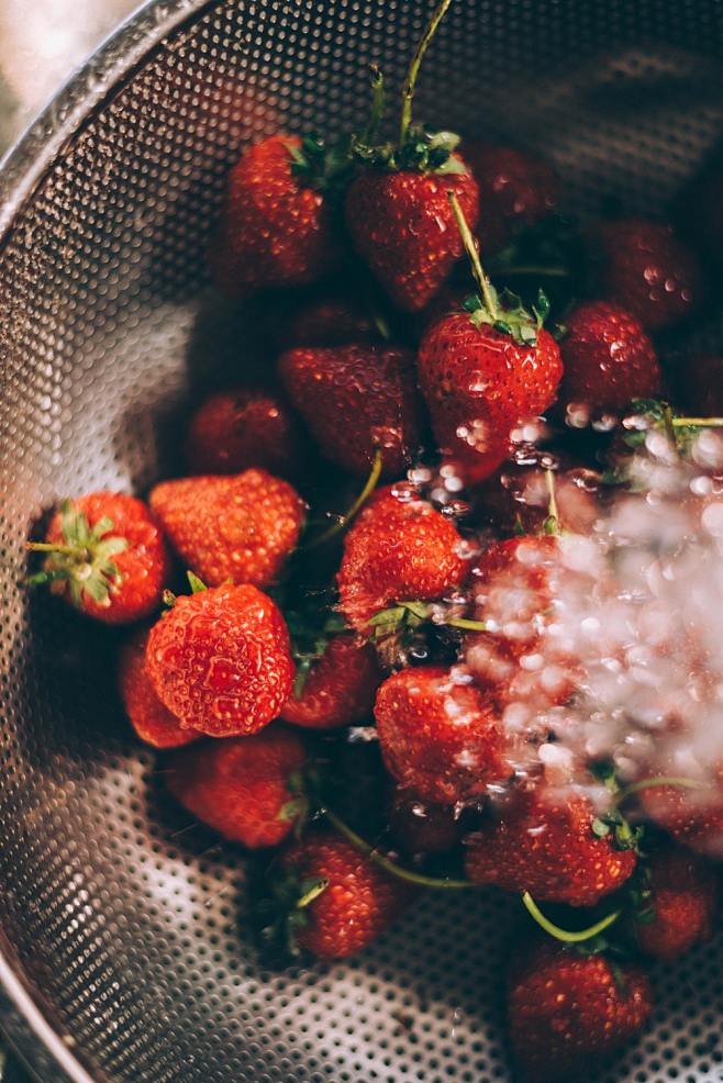 ripe strawberries on...