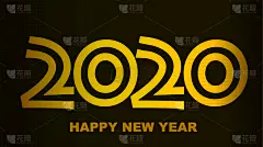 请柬,2020,贺卡,传单,新年前夕,轮廓,黄金,矢量,数字