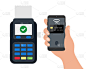 通过电话终端进行NFC支付。智能手机上的信用卡。钱交易。