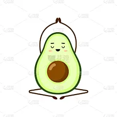 可爱的,绘画插图,瑜伽,鳄梨,早晨,性格,白色背景,标签,怀孕,设计