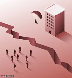 挑战难关 通关能手 滑翔伞 简约空间插图插画设计AI ti344a9410 科技智能 科技概念