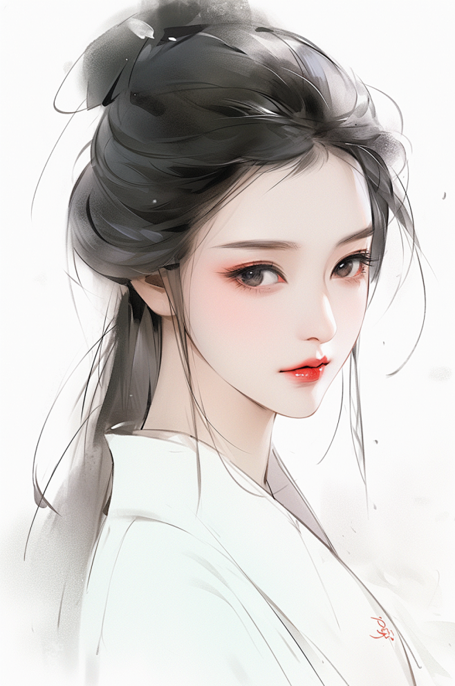 AI数字艺术古风唯美女生插画