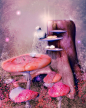 粉色梦幻蘑菇高清素材 唯美 小清新 文艺 星光 树桩 简约 粉色 蘑菇 魔法 背景底图 背景 设计图片 免费下载 页面网页 平面电商 创意素材